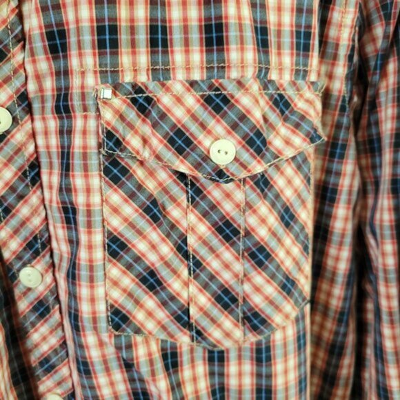 J.A.C.H.S. Men's Shirt Plaid Cowboy Western Button up XXL Red White Blue Y2K - Picture 3 of 8